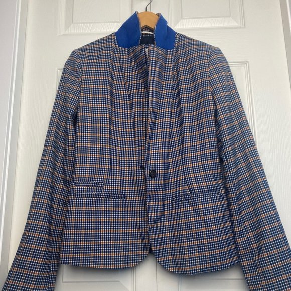 Merona Women's Plaid Houndstooth Blazer Wool Blend Size 4 - Picture 8 of 8